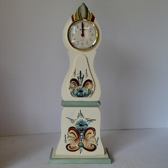 Hand-Painted Akta Dalahemslojd Nils Olsson Blue Mantel Clock 14